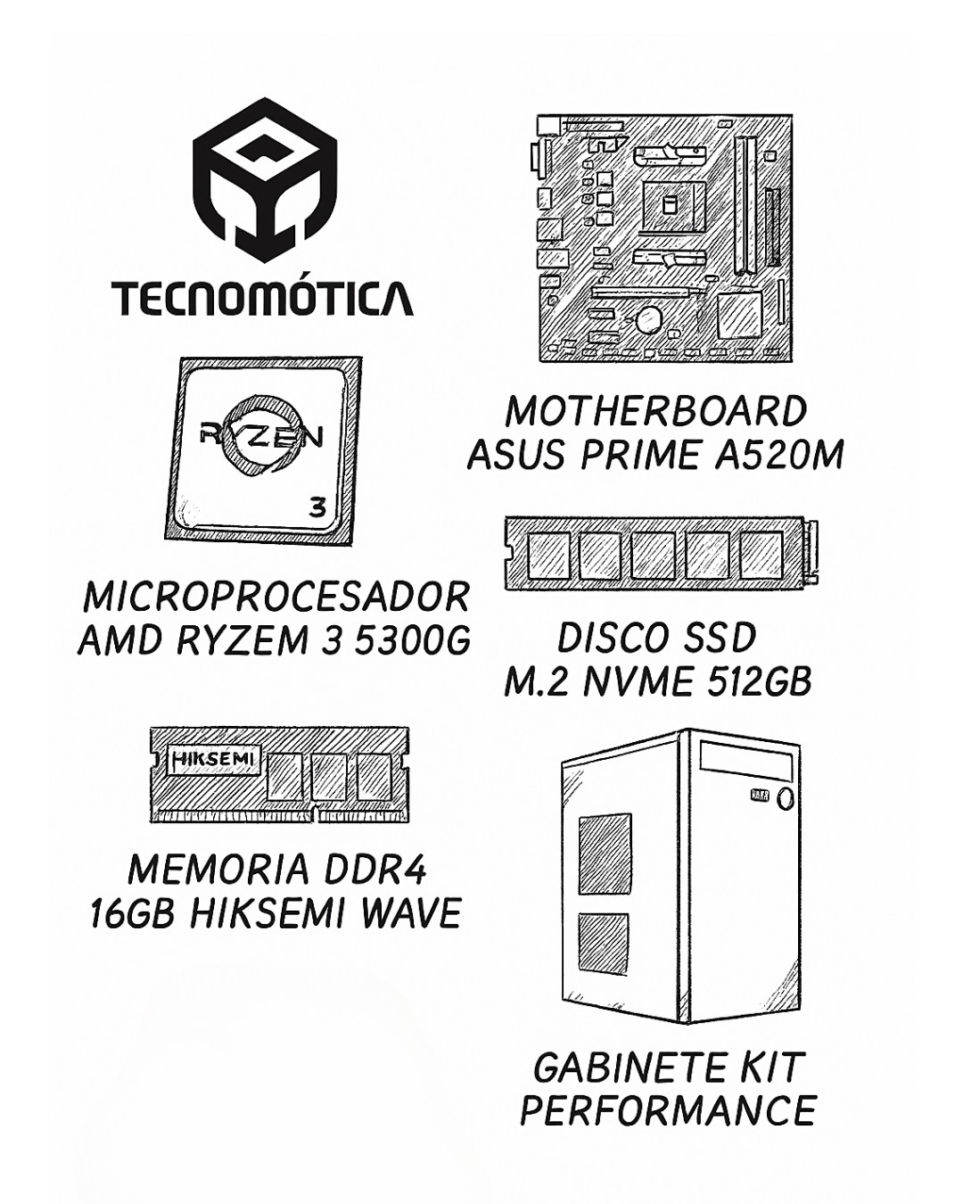 PC Gamer AMD Ryzen 3 5300G 4.2Ghz DDR4 16Gb SSD Nvme 512Gb Gabkit - Imagen 2