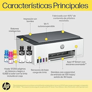 MF HP SMART TANK 580 AIO PRINTER 1F3Y2A WIFI - Imagen 3