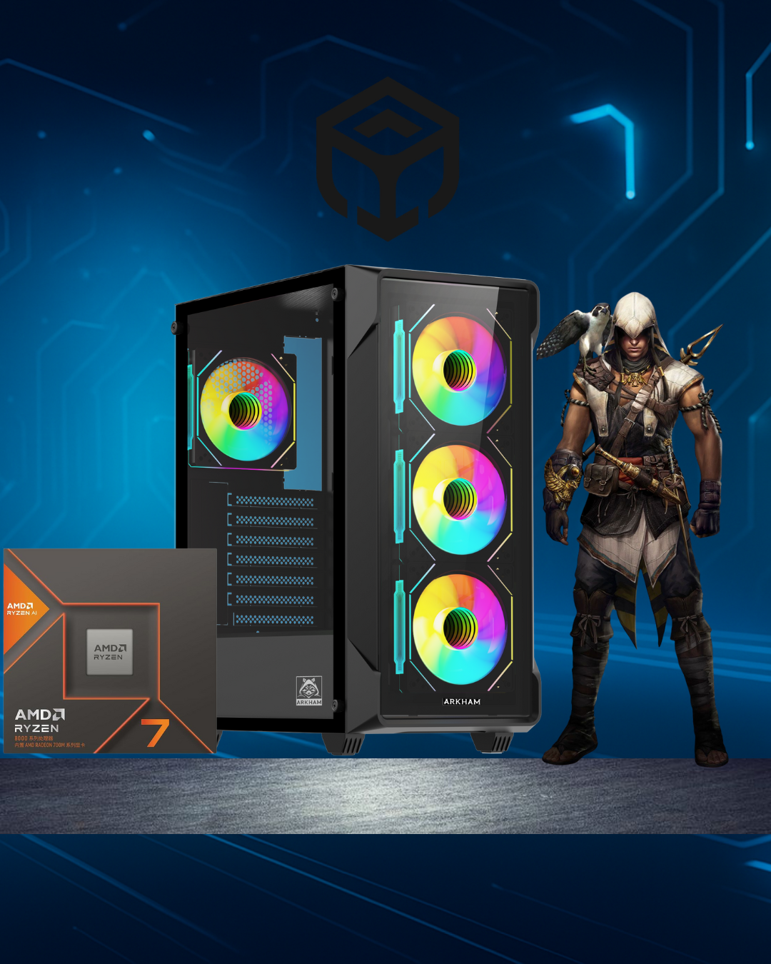 PC Gamer AMD Ryzen 7 8700G 5.1Ghz DDR5 16Gb SSD Nvme 1Tb Gab.Arkham